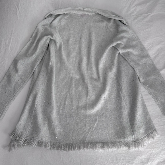 Lilly Pulitzer Tatum Sequin Open Front Cardigan SZ M Coconut Metallic - Picture 7 of 16